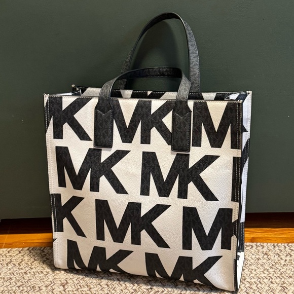 Michael Kors Black and White Logo Tote - Picture 3 of 5
